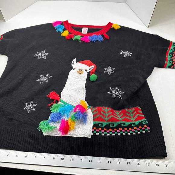 Holiday Time Women's Size Large 12-14 Llama Christmas Sweater Preowned - Picture 9 of 13